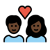 Couple With Heart: Woman, Man, Dark Skin Tone Emoji Copy Paste ― 👩🏿‍❤️‍👨🏿 - openmoji