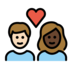Couple With Heart: Woman, Man, Light Skin Tone, Dark Skin Tone Emoji Copy Paste ― 👩🏻‍❤️‍👨🏿 - openmoji