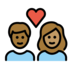 Couple With Heart: Woman, Man, Medium-dark Skin Tone, Medium Skin Tone Emoji Copy Paste ― 👩🏾‍❤️‍👨🏽 - openmoji