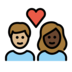 Couple With Heart: Woman, Man, Medium-light Skin Tone, Dark Skin Tone Emoji Copy Paste ― 👩🏼‍❤️‍👨🏿 - openmoji