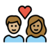 Couple With Heart: Woman, Man, Medium-light Skin Tone, Medium Skin Tone Emoji Copy Paste ― 👩🏼‍❤️‍👨🏽 - openmoji
