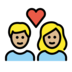 Couple With Heart: Woman, Man, Medium-light Skin Tone Emoji Copy Paste ― 👩🏼‍❤️‍👨🏼 - openmoji