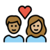 Couple With Heart: Woman, Man, Medium Skin Tone, Medium-light Skin Tone Emoji Copy Paste ― 👩🏽‍❤️‍👨🏼 - openmoji