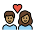 Couple With Heart: Woman, Man, Medium Skin Tone Emoji Copy Paste ― 👩🏽‍❤️‍👨🏽 - openmoji