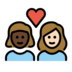 Couple With Heart: Woman, Woman, Dark Skin Tone, Light Skin Tone Emoji Copy Paste ― 👩🏿‍❤️‍👩🏻 - openmoji