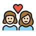Couple With Heart: Woman, Woman, Light Skin Tone Emoji Copy Paste ― 👩🏻‍❤️‍👩🏻 - openmoji