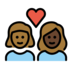 Couple With Heart: Woman, Woman, Medium-dark Skin Tone, Dark Skin Tone Emoji Copy Paste ― 👩🏾‍❤️‍👩🏿 - openmoji