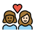 Couple With Heart: Woman, Woman, Medium-dark Skin Tone, Light Skin Tone Emoji Copy Paste ― 👩🏾‍❤️‍👩🏻 - openmoji