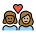 Couple With Heart: Woman, Woman, Medium-dark Skin Tone, Medium-light Skin Tone Emoji Copy Paste ― 👩🏾‍❤️‍👩🏼 - openmoji
