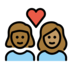 Couple With Heart: Woman, Woman, Medium-dark Skin Tone, Medium Skin Tone Emoji Copy Paste ― 👩🏾‍❤️‍👩🏽 - openmoji
