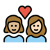 Couple With Heart: Woman, Woman, Medium-light Skin Tone, Light Skin Tone Emoji Copy Paste ― 👩🏼‍❤️‍👩🏻 - openmoji