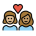 Couple With Heart: Woman, Woman, Medium-light Skin Tone, Medium Skin Tone Emoji Copy Paste ― 👩🏼‍❤️‍👩🏽 - openmoji