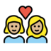 Couple With Heart: Woman, Woman, Medium-light Skin Tone Emoji Copy Paste ― 👩🏼‍❤️‍👩🏼 - openmoji