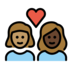 Couple With Heart: Woman, Woman, Medium Skin Tone, Dark Skin Tone Emoji Copy Paste ― 👩🏽‍❤️‍👩🏿 - openmoji