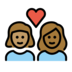Couple With Heart: Woman, Woman, Medium Skin Tone, Medium-dark Skin Tone Emoji Copy Paste ― 👩🏽‍❤️‍👩🏾 - openmoji