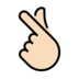 Hand With Index Finger And Thumb Crossed: Light Skin Tone Emoji Copy Paste ― 🫰🏻 - openmoji