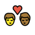 Kiss: Man, Man, Light Skin Tone, Medium-dark Skin Tone Emoji Copy Paste ― 👨🏻‍❤️‍💋‍👨🏾 - openmoji