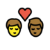Kiss: Man, Man, Medium-light Skin Tone, Medium-dark Skin Tone Emoji Copy Paste ― 👨🏼‍❤️‍💋‍👨🏾 - openmoji