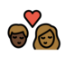 Kiss: Person, Person, Dark Skin Tone, Medium-dark Skin Tone Emoji Copy Paste ― 🧑🏿‍❤️‍💋‍🧑🏾 - openmoji