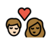 Kiss: Person, Person, Light Skin Tone, Medium-dark Skin Tone Emoji Copy Paste ― 🧑🏻‍❤️‍💋‍🧑🏾 - openmoji