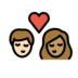 Kiss: Person, Person, Light Skin Tone, Medium Skin Tone Emoji Copy Paste ― 🧑🏻‍❤️‍💋‍🧑🏽 - openmoji