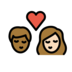 Kiss: Person, Person, Medium-dark Skin Tone, Light Skin Tone Emoji Copy Paste ― 🧑🏾‍❤️‍💋‍🧑🏻 - openmoji