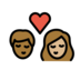 Kiss: Person, Person, Medium-dark Skin Tone, Medium-light Skin Tone Emoji Copy Paste ― 🧑🏾‍❤️‍💋‍🧑🏼 - openmoji