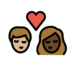 Kiss: Person, Person, Medium-light Skin Tone, Dark Skin Tone Emoji Copy Paste ― 🧑🏼‍❤️‍💋‍🧑🏿 - openmoji