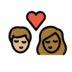 Kiss: Person, Person, Medium-light Skin Tone, Medium-dark Skin Tone Emoji Copy Paste ― 🧑🏼‍❤️‍💋‍🧑🏾 - openmoji