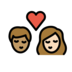Kiss: Person, Person, Medium Skin Tone, Light Skin Tone Emoji Copy Paste ― 🧑🏽‍❤️‍💋‍🧑🏻 - openmoji