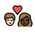 Kiss: Woman, Man, Light Skin Tone, Dark Skin Tone Emoji Copy Paste ― 👩🏻‍❤️‍💋‍👨🏿 - openmoji