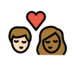 Kiss: Woman, Man, Light Skin Tone, Medium-dark Skin Tone Emoji Copy Paste ― 👩🏻‍❤️‍💋‍👨🏾 - openmoji