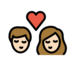 Kiss: Woman, Man, Light Skin Tone Emoji Copy Paste ― 👩🏻‍❤️‍💋‍👨🏻 - openmoji