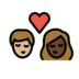 Kiss: Woman, Man, Medium-light Skin Tone, Dark Skin Tone Emoji Copy Paste ― 👩🏼‍❤️‍💋‍👨🏿 - openmoji