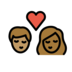 Kiss: Woman, Man, Medium Skin Tone, Medium-dark Skin Tone Emoji Copy Paste ― 👩🏽‍❤️‍💋‍👨🏾 - openmoji