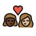 Kiss: Woman, Woman, Dark Skin Tone, Medium-light Skin Tone Emoji Copy Paste ― 👩🏿‍❤️‍💋‍👩🏼 - openmoji