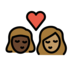 Kiss: Woman, Woman, Dark Skin Tone, Medium Skin Tone Emoji Copy Paste ― 👩🏿‍❤️‍💋‍👩🏽 - openmoji