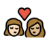 Kiss: Woman, Woman, Light Skin Tone, Medium-light Skin Tone Emoji Copy Paste ― 👩🏻‍❤️‍💋‍👩🏼 - openmoji