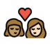 Kiss: Woman, Woman, Medium Skin Tone, Light Skin Tone Emoji Copy Paste ― 👩🏽‍❤️‍💋‍👩🏻 - openmoji