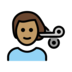 Man Getting Haircut: Medium Skin Tone Emoji Copy Paste ― 💇🏽‍♂ - openmoji