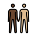 People Holding Hands: Dark Skin Tone, Medium-light Skin Tone Emoji Copy Paste ― 🧑🏿‍🤝‍🧑🏼 - openmoji