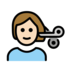 Person Getting Haircut: Light Skin Tone Emoji Copy Paste ― 💇🏻 - openmoji