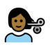 Person Getting Haircut: Medium-dark Skin Tone Emoji Copy Paste ― 💇🏾 - openmoji