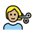 Person Getting Haircut: Medium-light Skin Tone Emoji Copy Paste ― 💇🏼 - openmoji