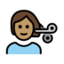 Person Getting Haircut: Medium Skin Tone Emoji Copy Paste ― 💇🏽 - openmoji