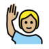 Person Raising Hand: Medium-light Skin Tone Emoji Copy Paste ― 🙋🏼 - openmoji