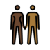 Woman And Man Holding Hands: Dark Skin Tone, Medium-dark Skin Tone Emoji Copy Paste ― 👩🏿‍🤝‍👨🏾 - openmoji