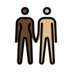 Woman And Man Holding Hands: Dark Skin Tone, Medium-light Skin Tone Emoji Copy Paste ― 👩🏿‍🤝‍👨🏼 - openmoji