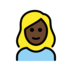 Woman: Dark Skin Tone, Blond Hair Emoji Copy Paste ― 👱🏿‍♀ - openmoji