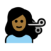 Woman Getting Haircut: Medium-dark Skin Tone Emoji Copy Paste ― 💇🏾‍♀ - openmoji